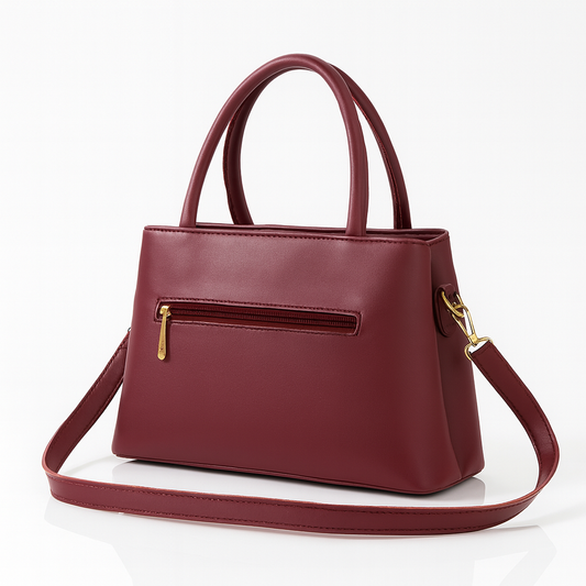 Triple Zip Maroon Formal Handbag