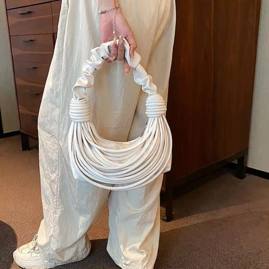 White Crescent Hobo Bag