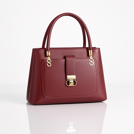 Triple Zip Maroon Formal Handbag