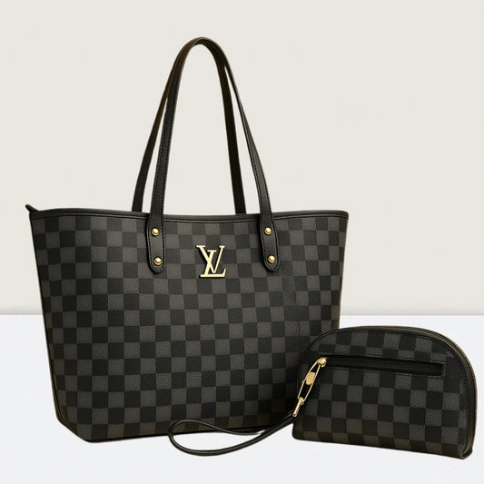 Black Geometric Chess 2 Pcs Set Tote