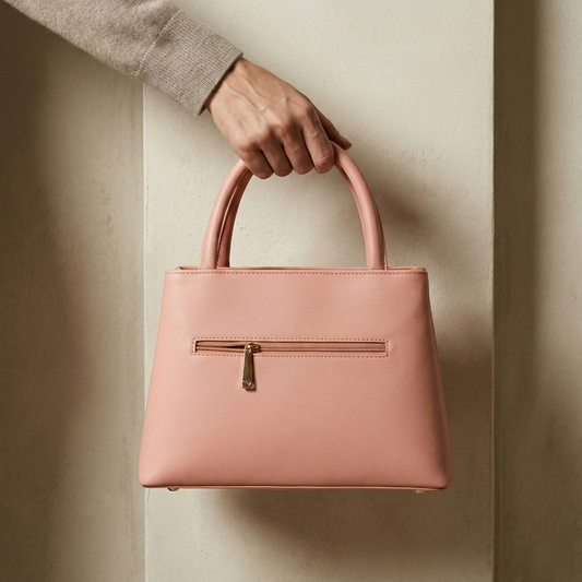 Triple Zip Pink Formal Handbag