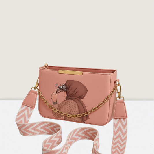 Pink Hijab Canvas Cross Body Bag