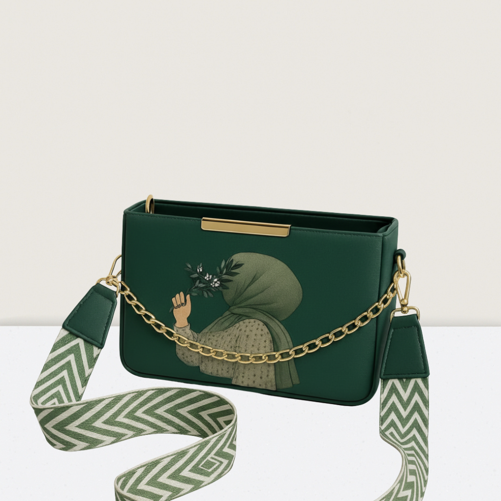 Pistachio Hijab Canvas Cross Body Bag