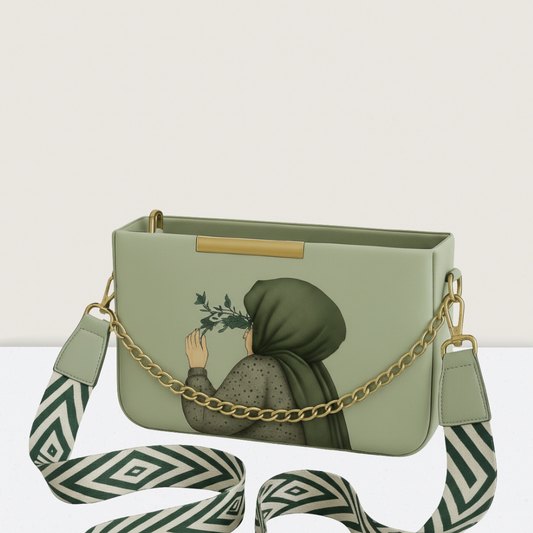 Pistachio Hijab Canvas Cross Body Bag