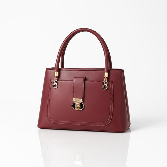 Triple Zip Maroon Formal Handbag